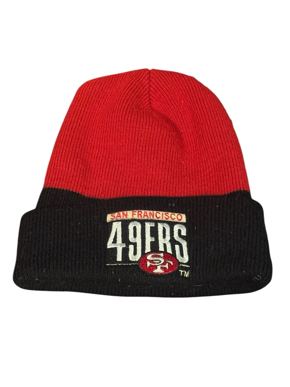 Vintage Proline NFL San Fransisco 49ers Cuffed Knit hat Sewn Logo Black/Red